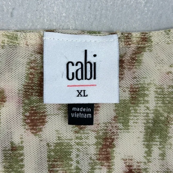Cabi size XL Dapple top long sleeve ruched ruffle v-neck stretch mesh beige 4532 - Picture 12 of 14